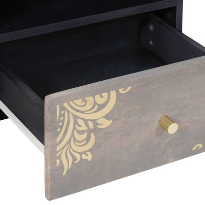 Couchtisch Grau 80 x 54 x 40 cm massives Mangoholz