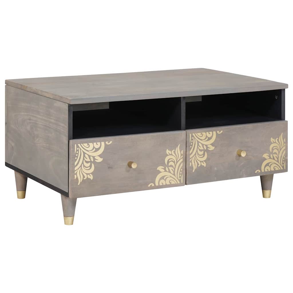 Couchtisch Grau 80 x 54 x 40 cm massives Mangoholz