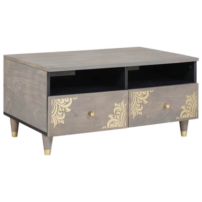 Couchtisch Grau 80 x 54 x 40 cm massives Mangoholz
