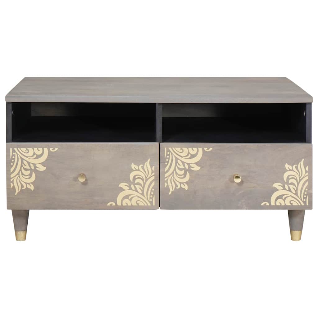 Couchtisch Grau 80 x 54 x 40 cm massives Mangoholz