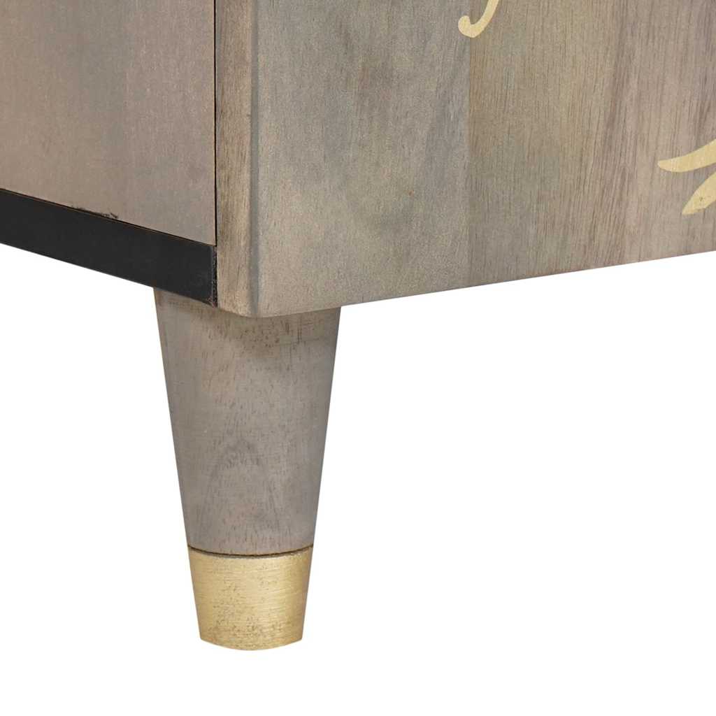 TV-Schränk Grau und Gold 105 x 33,5 x 46 cm Massivholz Mango