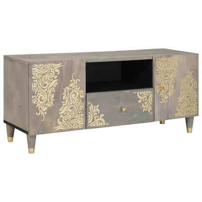 TV-Schränk Grau und Gold 105 x 33,5 x 46 cm Massivholz Mango