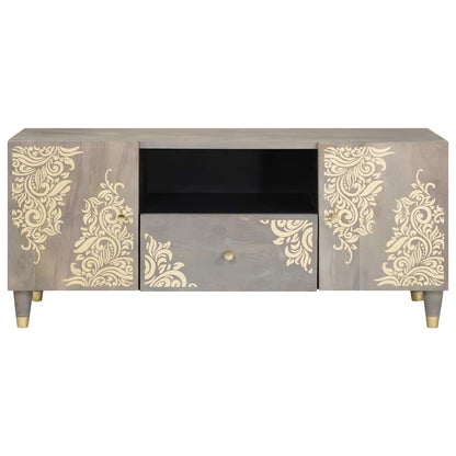 TV-Schränk Grau und Gold 105 x 33,5 x 46 cm Massivholz Mango