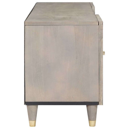 TV-Schränk Grau und Gold 105 x 33,5 x 46 cm Massivholz Mango