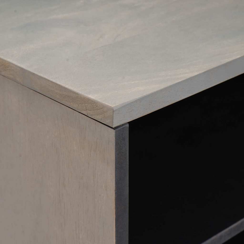 TV-Schränk Grau und Gold 80 x 31,5 x 46 cm Massivholz Mango