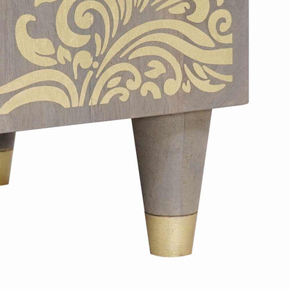 TV-Schränk Grau und Gold 80 x 31,5 x 46 cm Massivholz Mango