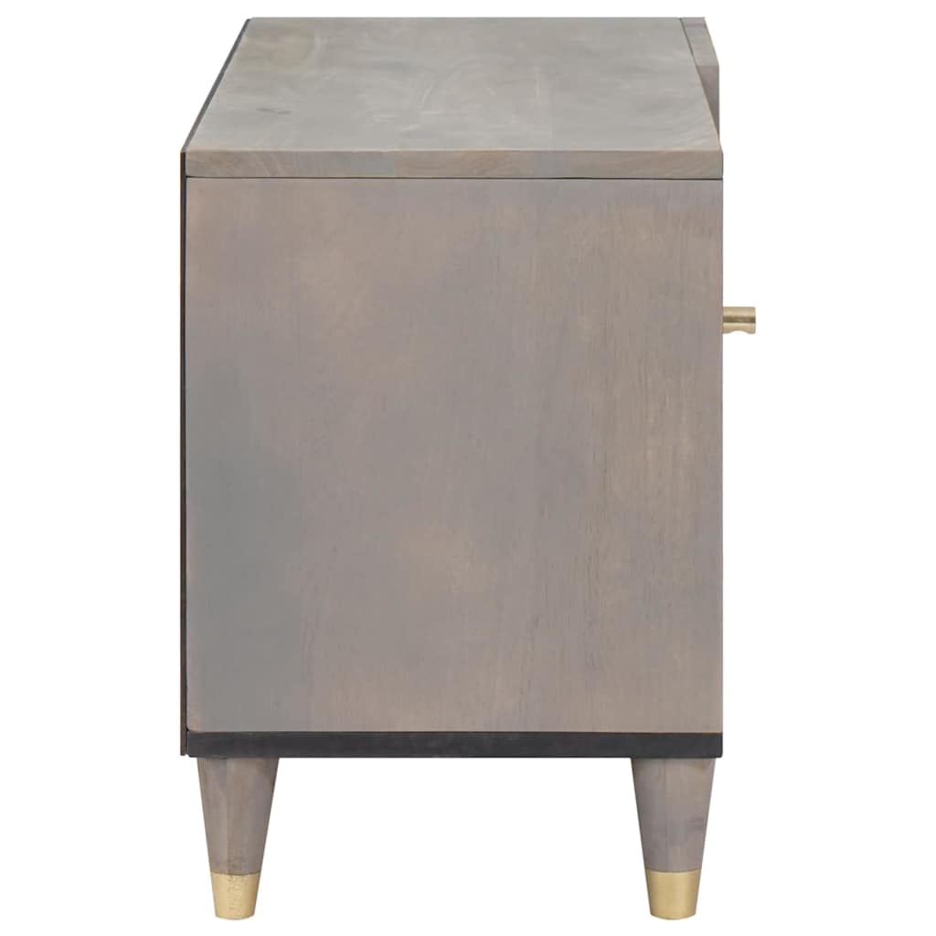 TV-Schränk Grau und Gold 80 x 31,5 x 46 cm Massivholz Mango