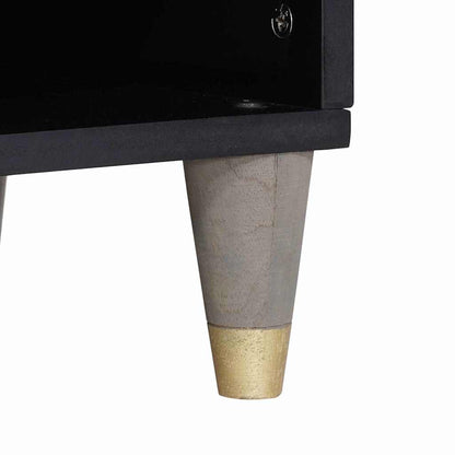 TV-Schränk Grau und Gold 100 x 33.5 x 46 cm Massivholz Mango