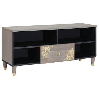 TV-Schränk Grau und Gold 100 x 33.5 x 46 cm Massivholz Mango
