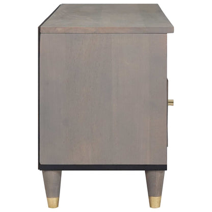 TV-Schränk Grau und Gold 100 x 33.5 x 46 cm Massivholz Mango