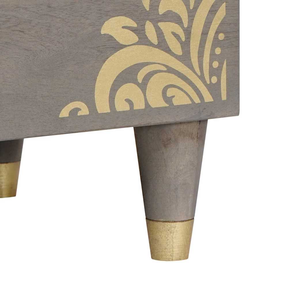 TV-Schränk Grau und Gold 80 x 33.5 x 46 cm Massivholz Mango