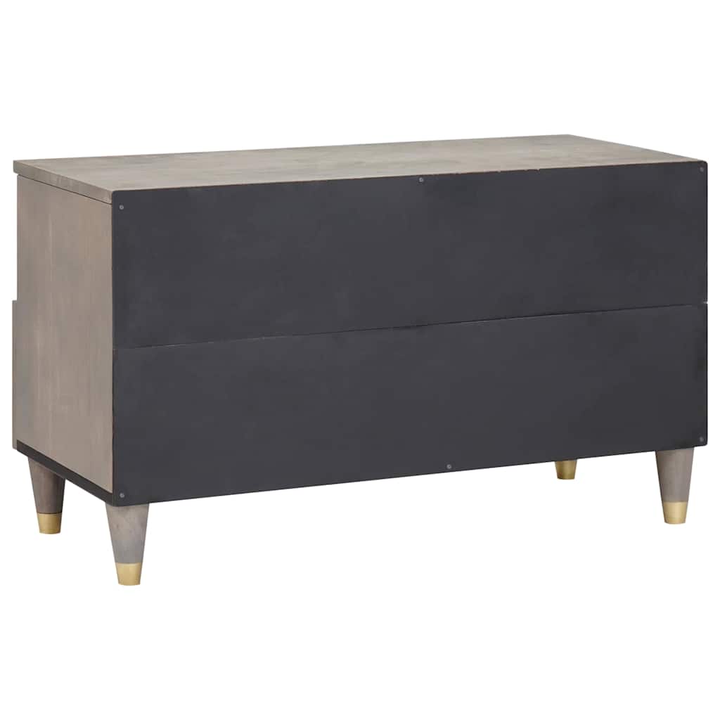 TV-Schränk Grau und Gold 80 x 33.5 x 46 cm Massivholz Mango
