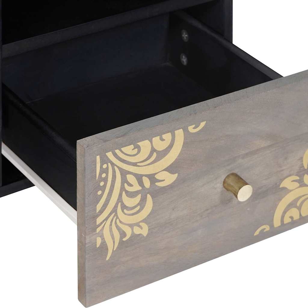 TV-Schränk Grau und Gold 100 x 33.5 x 46 cm Massivholz Mango