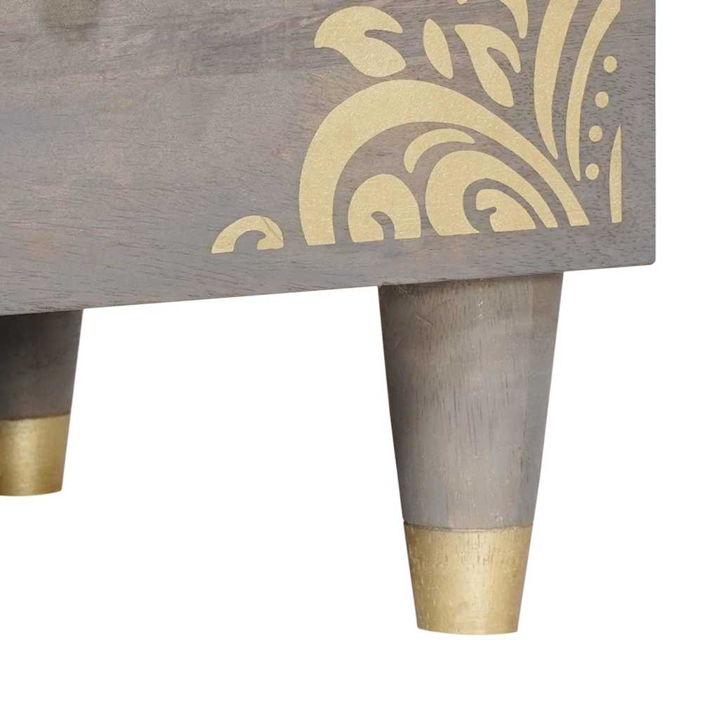 TV-Schränk Grau und Gold 100 x 33.5 x 46 cm Massivholz Mango