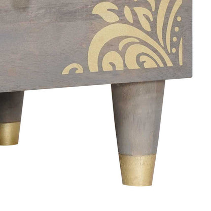 TV-Schränk Grau und Gold 100 x 33.5 x 46 cm Massivholz Mango