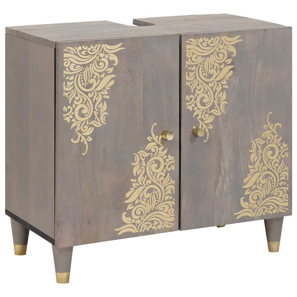Waschbeckenunterschrank Grau 62 x 33 x 58 cm Massivholz Mango