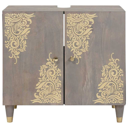 Waschbeckenunterschrank Grau 62 x 33 x 58 cm Massivholz Mango