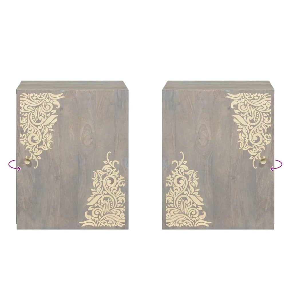 Badezimmer-Wandschrank Grau 38 x 33 x 48 cm Massivholz Mango