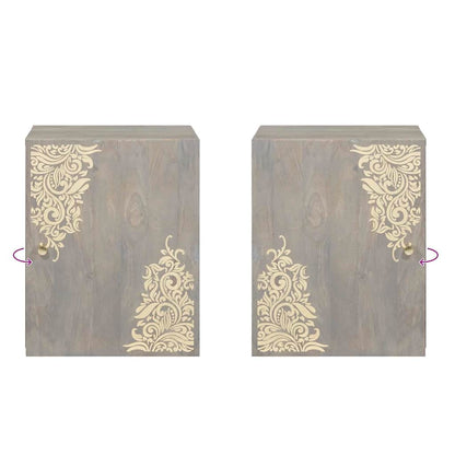 Badezimmer-Wandschrank Grau 38 x 33 x 48 cm Massivholz Mango