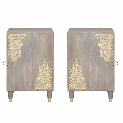 Badezimmer Schrank Grau 38 x 33 x 58 cm Massivholz Mango