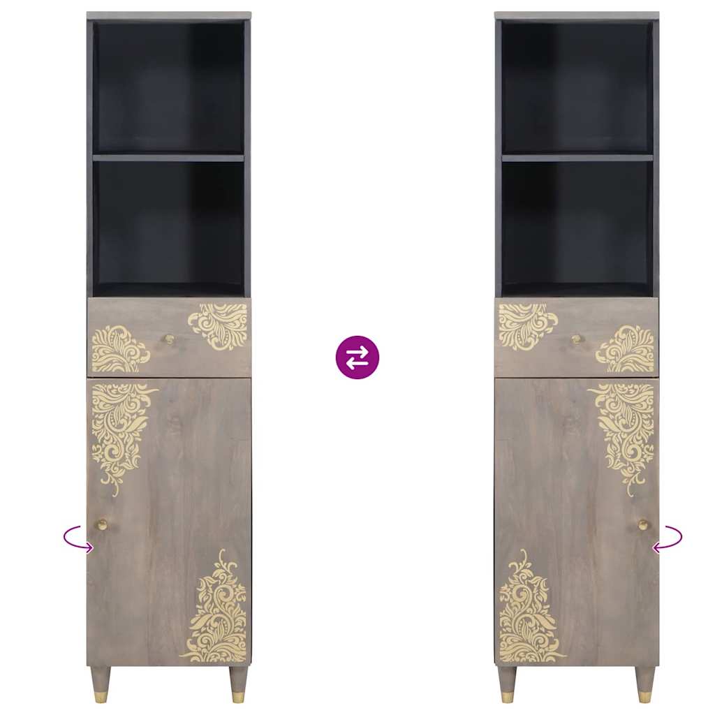 Sideboard Grau 38 x 33,5 x 160 cm Massivholz Mango