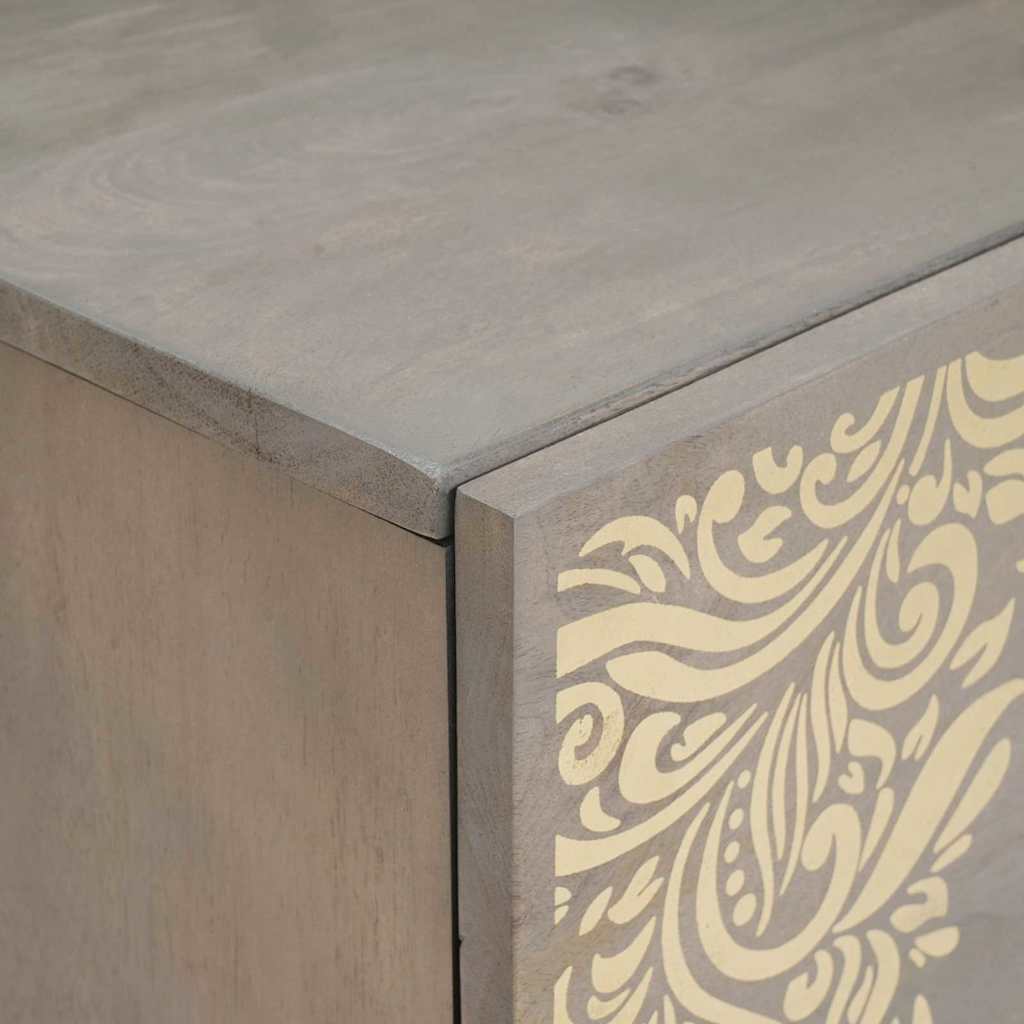 Sideboard Grau und Gold 40 x 33.5 x 75 cm Massivholz Mango
