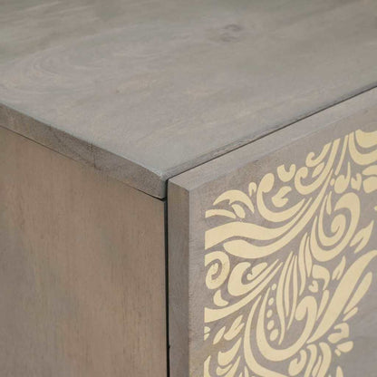 Sideboard Grau und Gold 40 x 33.5 x 75 cm Massivholz Mango