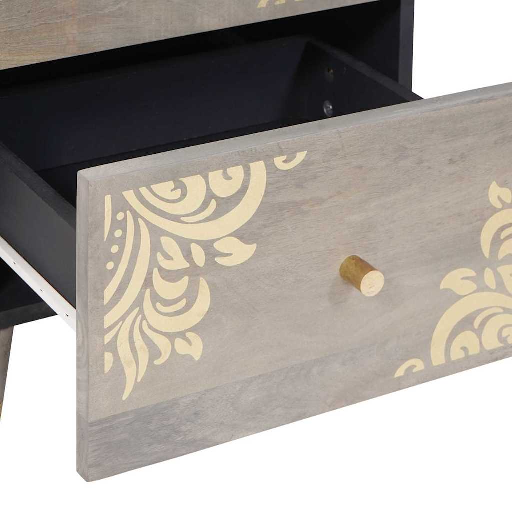 Sideboard Grau und Gold 40 x 33.5 x 75 cm Massivholz Mango