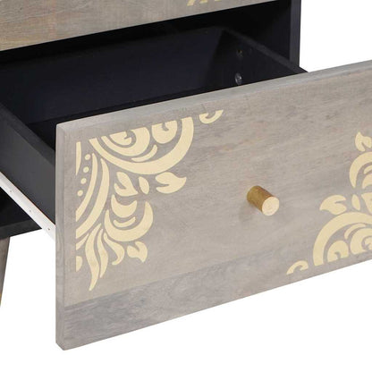 Sideboard Grau und Gold 40 x 33.5 x 75 cm Massivholz Mango