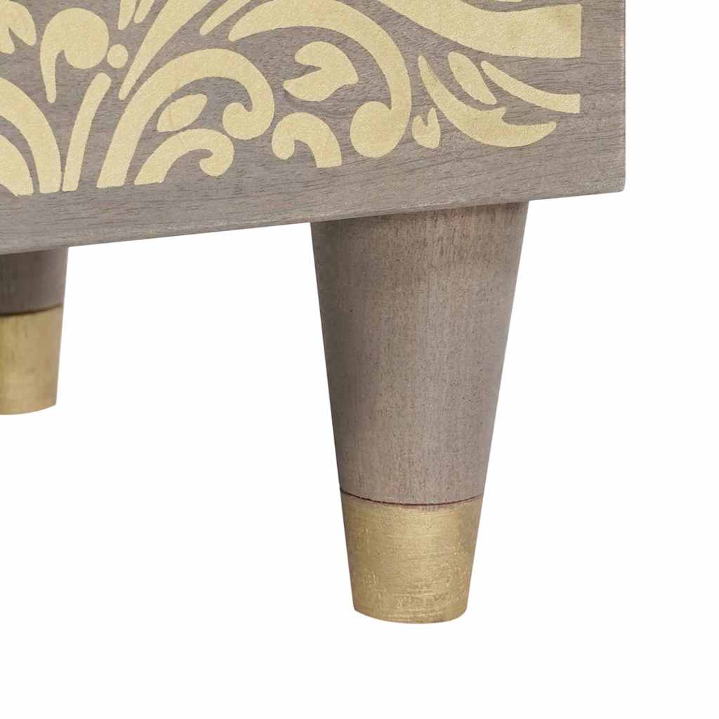 Sideboard Grau und Gold 40 x 33.5 x 75 cm Massivholz Mango