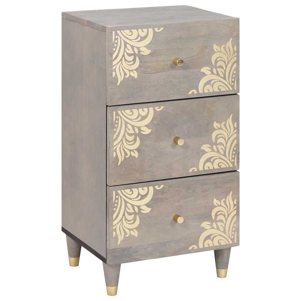 Sideboard Grau und Gold 40 x 33.5 x 75 cm Massivholz Mango
