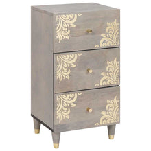 Sideboard Grau und Gold 40 x 33.5 x 75 cm Massivholz Mango