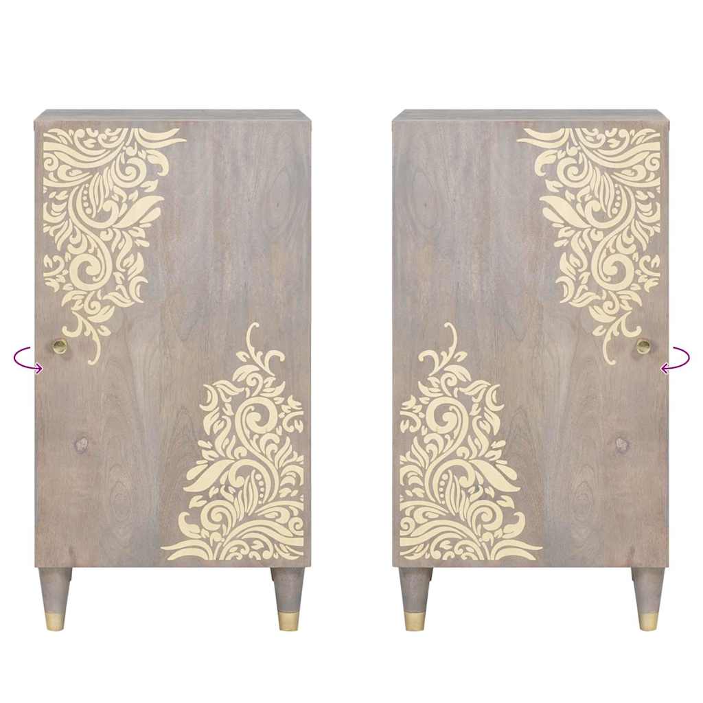 Sideboard Grau und Gold 40 x 33.5 x 75 cm Massivholz Mango