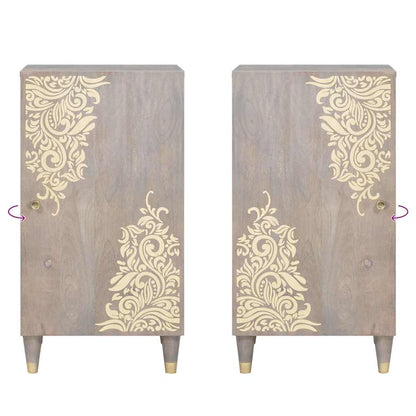 Sideboard Grau und Gold 40 x 33.5 x 75 cm Massivholz Mango