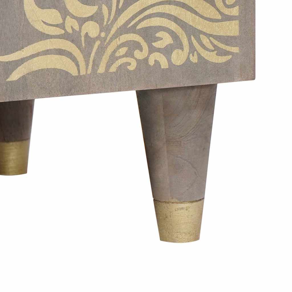 Sideboard Grau und Gold 60 x 33.5 x 75 cm Massivholz Mango