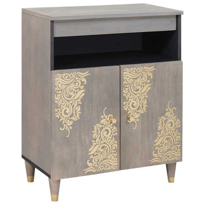 Sideboard Grau und Gold 60 x 33.5 x 75 cm Massivholz Mango
