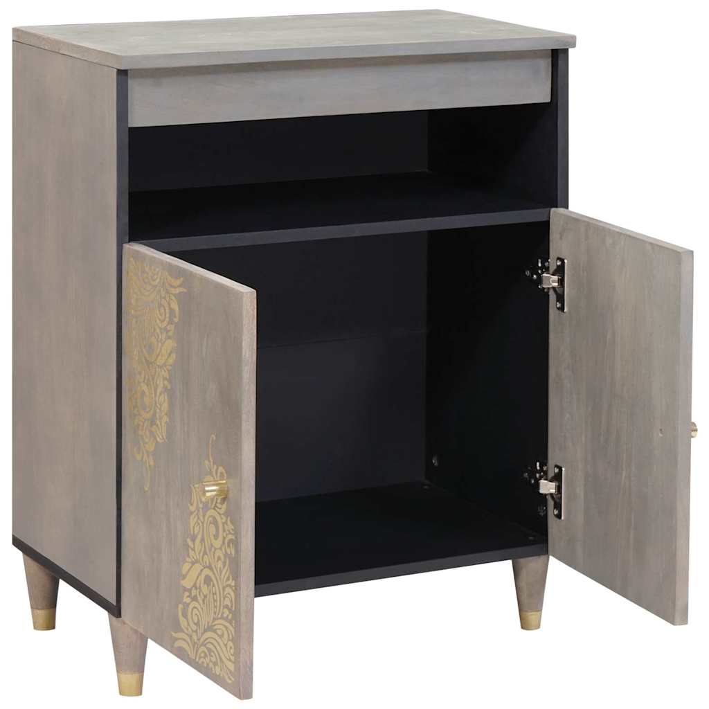 Sideboard Grau und Gold 60 x 33.5 x 75 cm Massivholz Mango