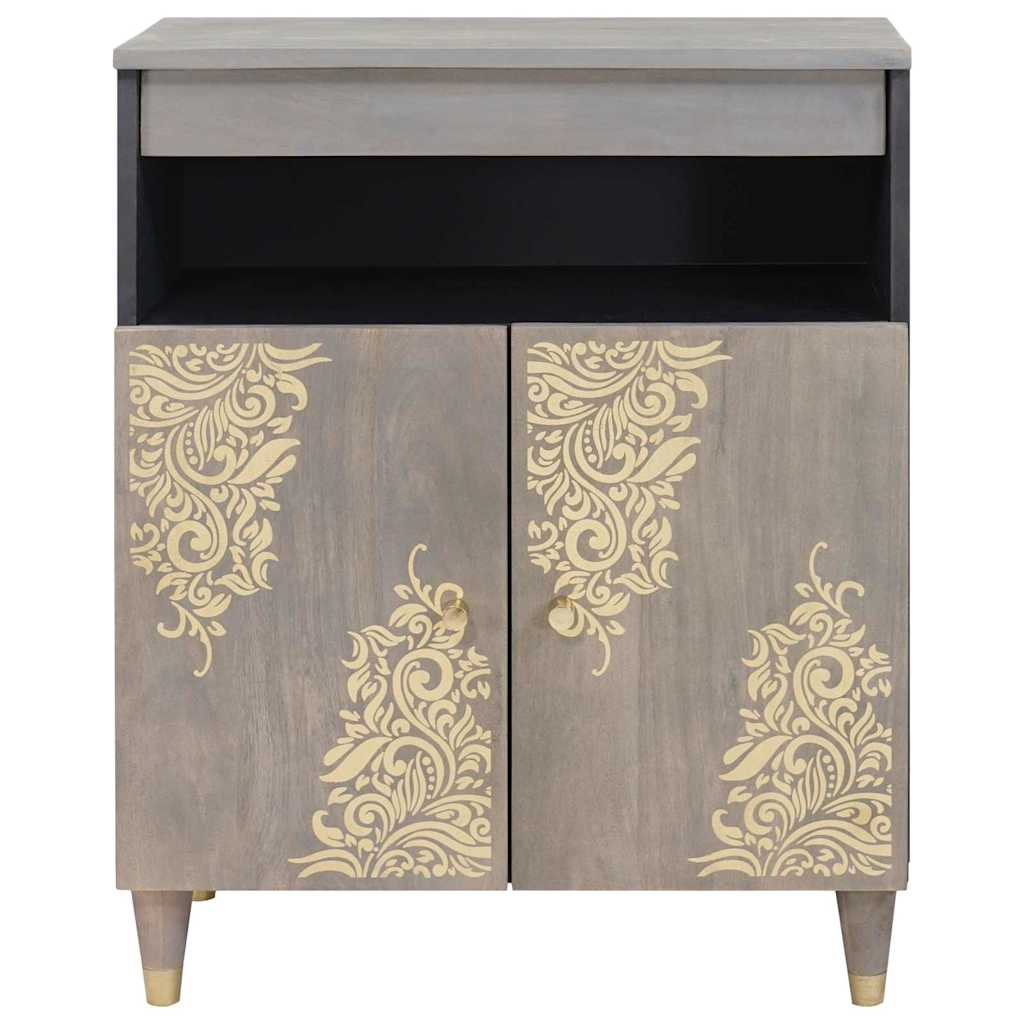 Sideboard Grau und Gold 60 x 33.5 x 75 cm Massivholz Mango