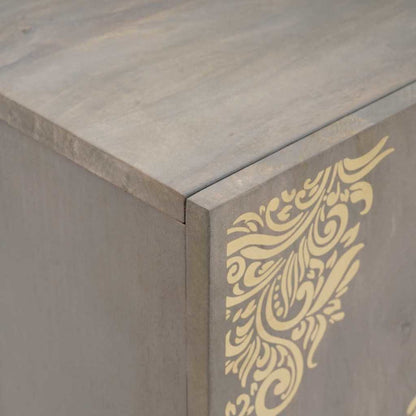 Sideboard Grau und Gold 60 x 33 x 75 cm Massivholz Mango