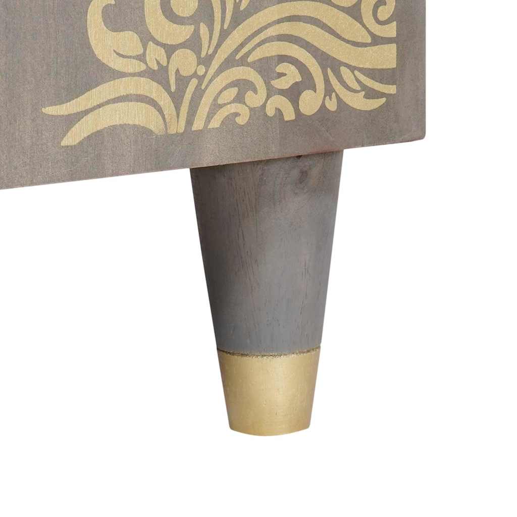 Sideboard Grau und Gold 60 x 33 x 75 cm Massivholz Mango