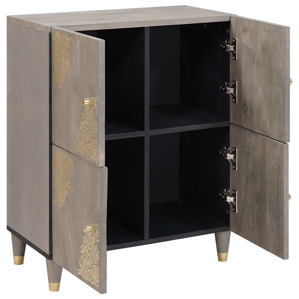 Sideboard Grau und Gold 60 x 33 x 75 cm Massivholz Mango