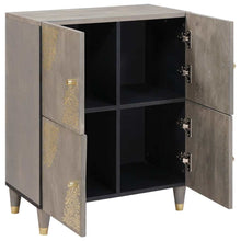 Sideboard Grau und Gold 60 x 33 x 75 cm Massivholz Mango