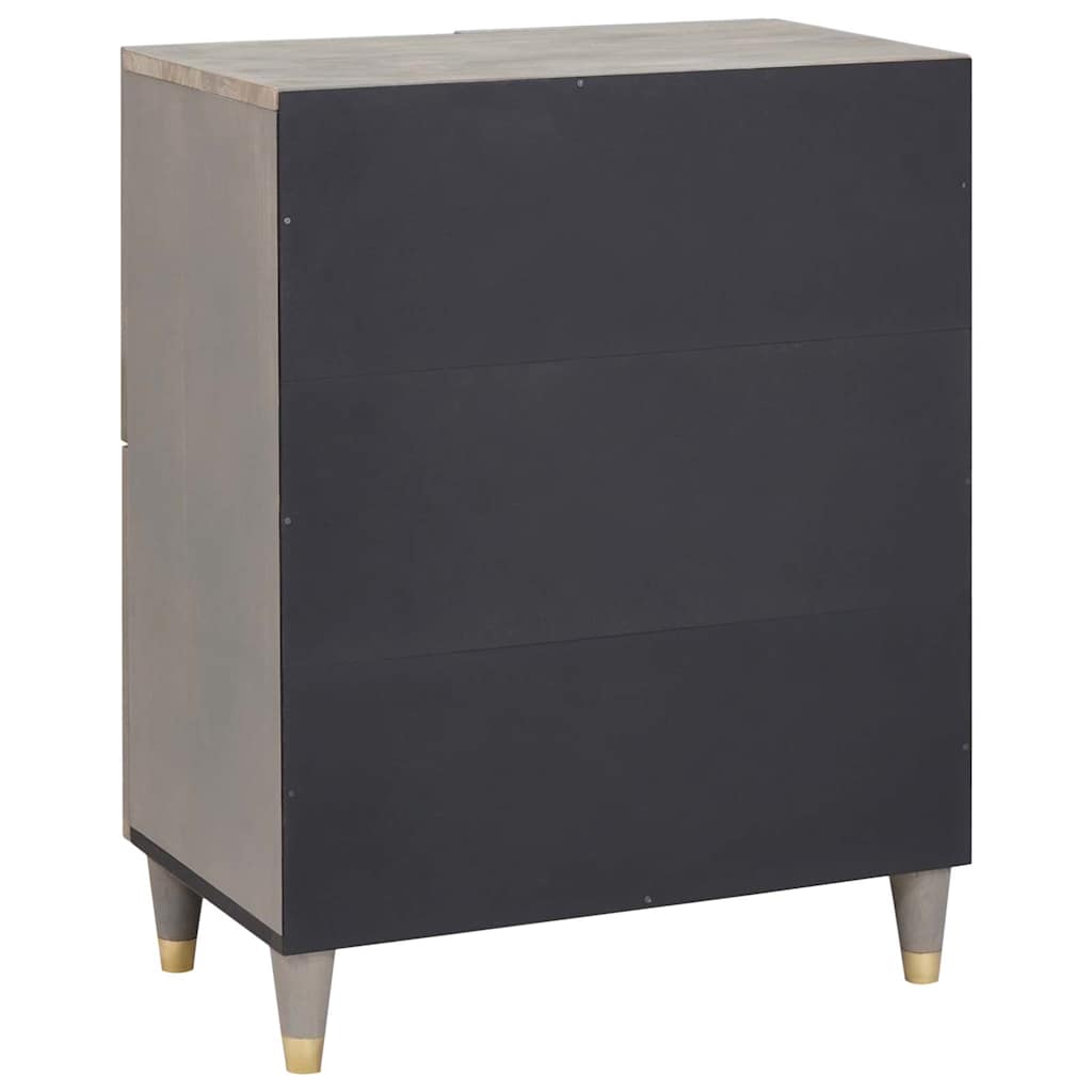 Sideboard Grau und Gold 60 x 33 x 75 cm Massivholz Mango