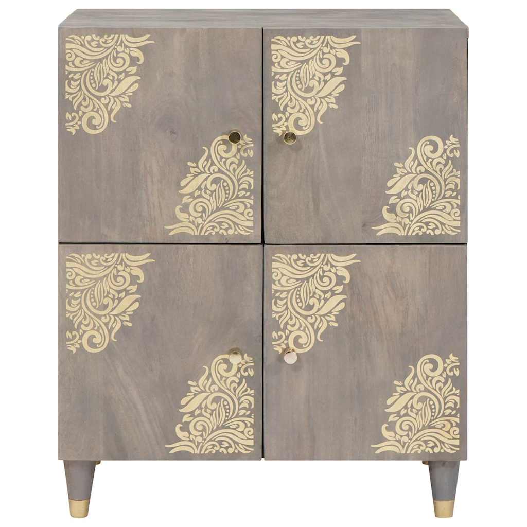 Sideboard Grau und Gold 60 x 33 x 75 cm Massivholz Mango