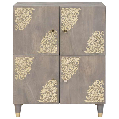 Sideboard Grau und Gold 60 x 33 x 75 cm Massivholz Mango