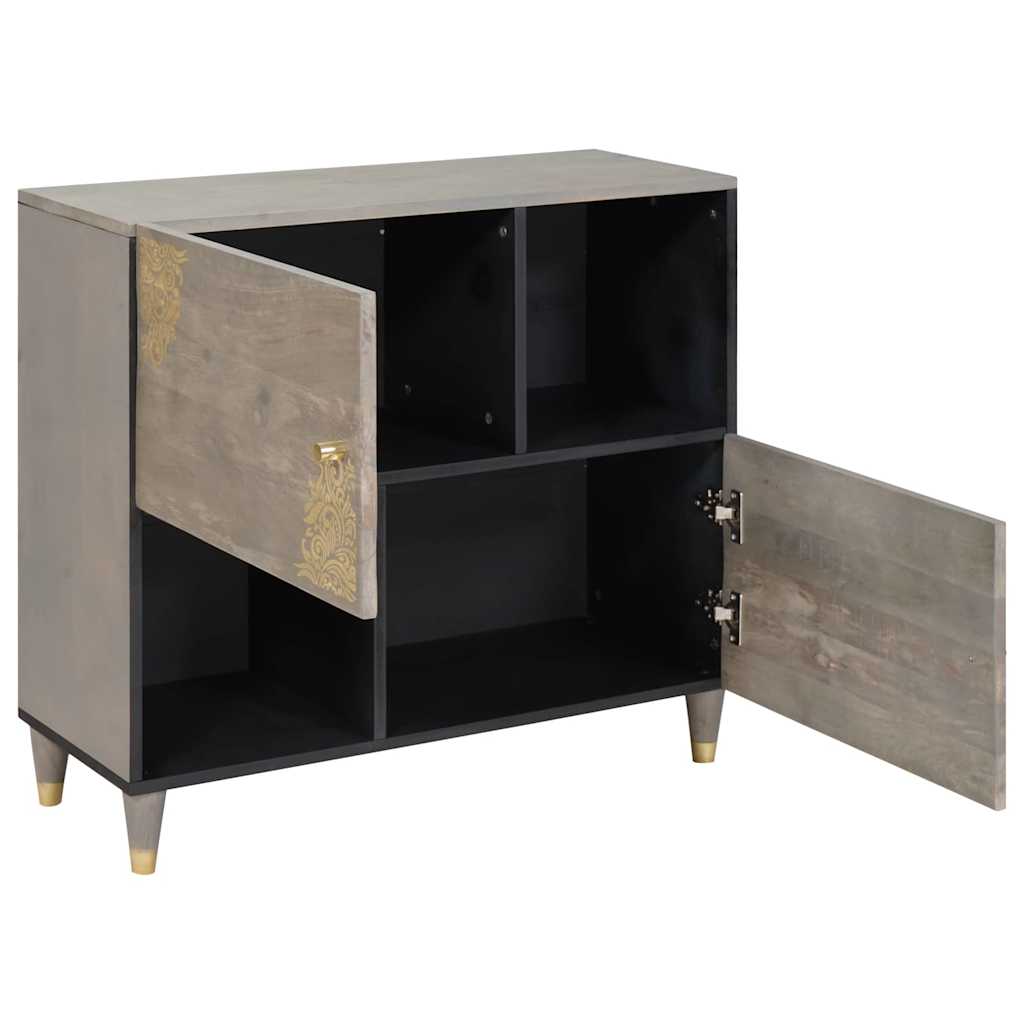 Sideboard Grau und Gold 80 x 33.5 x 75 cm Massivholz Mango