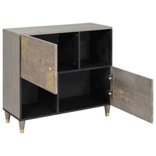 Sideboard Grau und Gold 80 x 33.5 x 75 cm Massivholz Mango