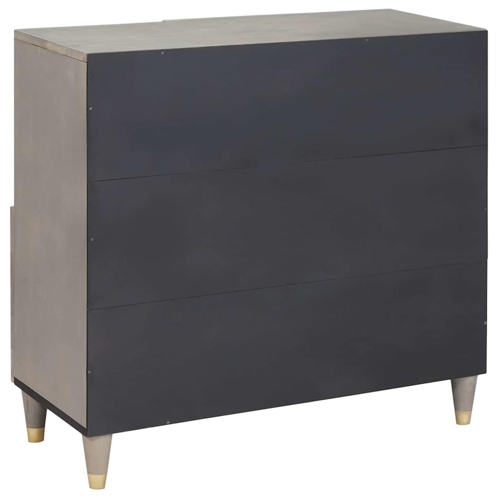 Sideboard Grau und Gold 80 x 33.5 x 75 cm Massivholz Mango