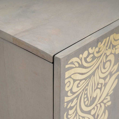 Sideboard Grau und Gold 90 x 33.5 x 75 cm Massivholz Mango