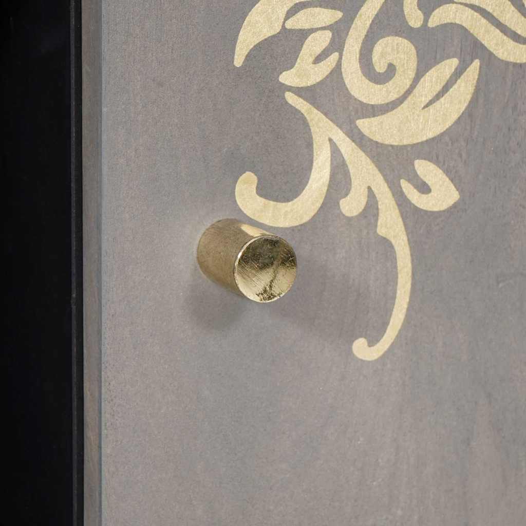 Sideboard Grau und Gold 90 x 33.5 x 75 cm Massivholz Mango